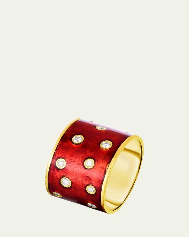 18K Yellow Gold Diamond Cigar Band Ring